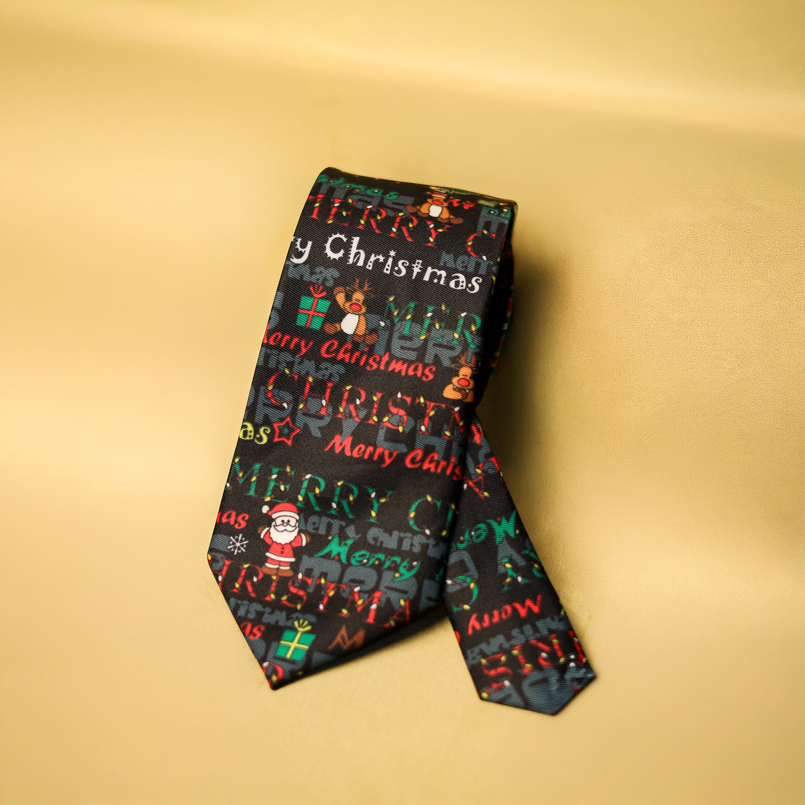 Merry Christmas Typography Tie (Black)