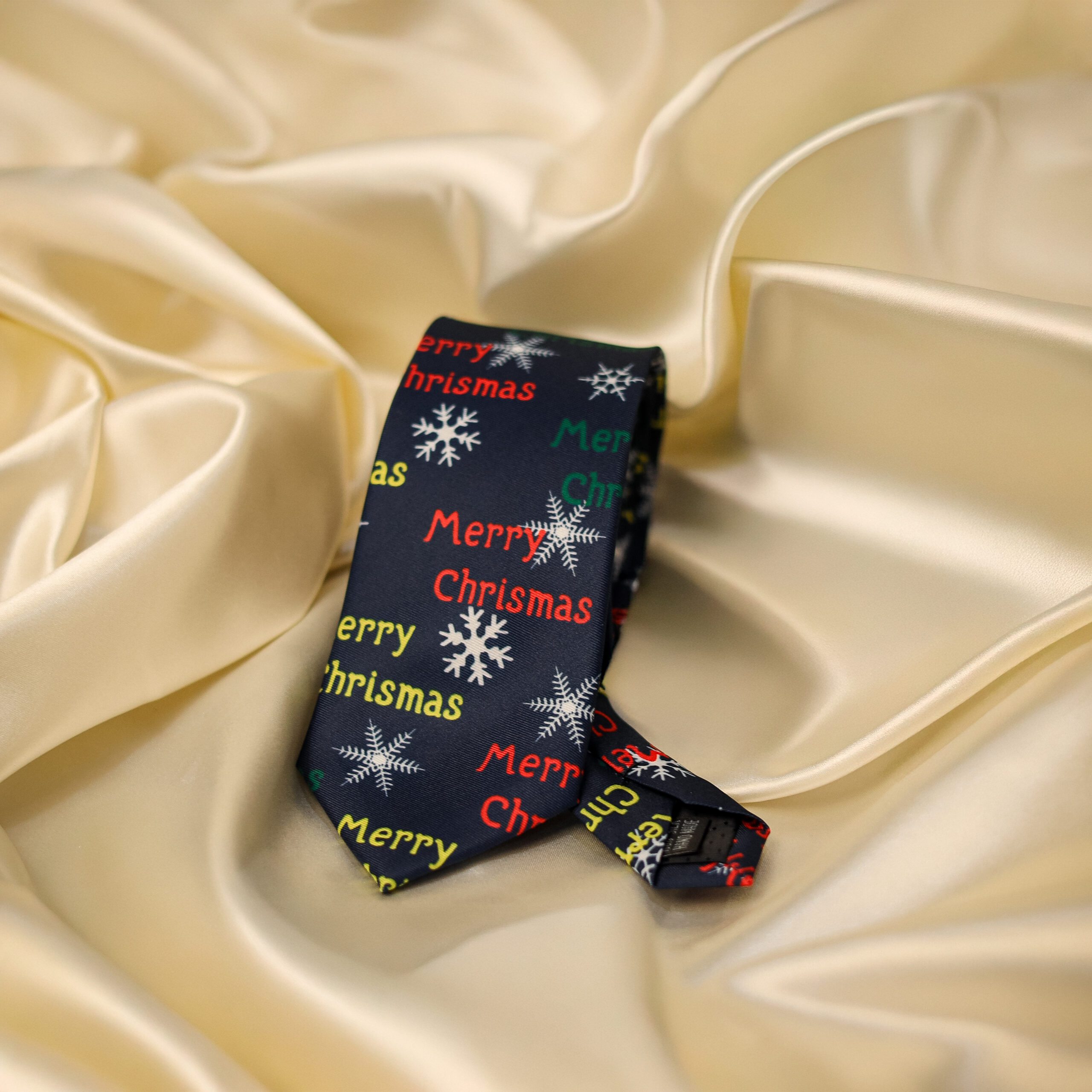 Merry Christmas Typography Tie (Navy)